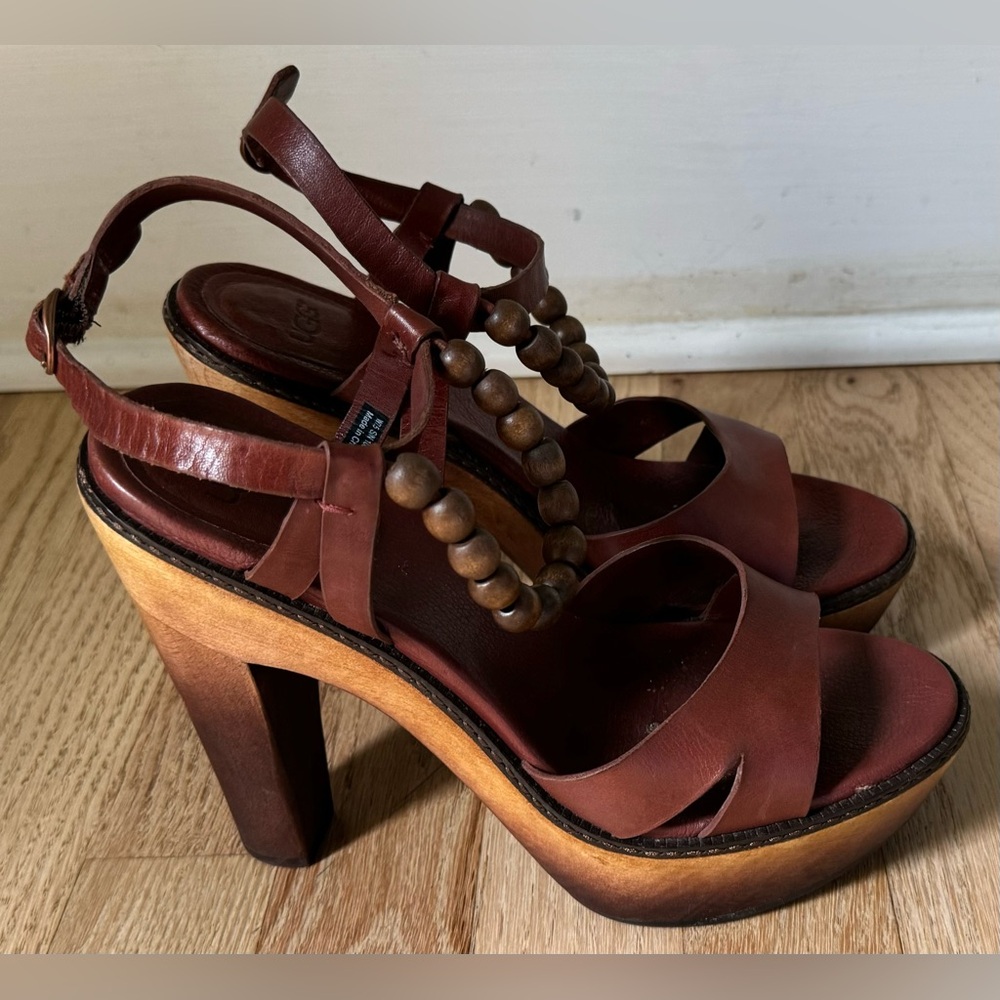 Ugg Brown Leather Platform Heels - image 5